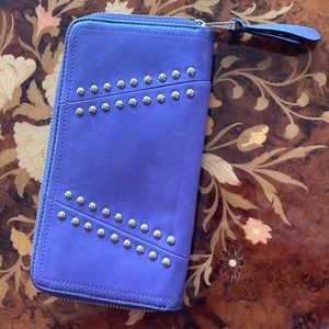 B MAKOWSKY purple studded leather wallet cardholder